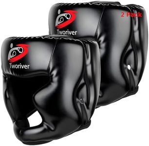 Boxing Headgear 2 Pack, One Size Fits All Ages MMA Headgear, Closed Type Boxing Helmet, Sparring MMA Muay Thai Kick Brace (Black-Black)