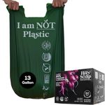HOLY SCRAP! 100% Compostable Trash Bags, 13 Gallon, 49.2L, 50 Count, Heavy Duty 0.85 Mils, Tall Kitchen Trash Bags, Food Waste Bags, US BPI and Europe OK Compost Home Certified (50)