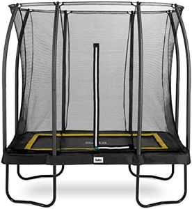 Salta Comfort Edition - Trampoline with Safety Net - 214 x 153/305 x 214/366 x 244 cm - Rectangular - Black/Green/Pink (214 x 153 cm, Black)