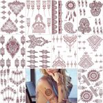 PPVWEY 10 Sheets Brown Tatoo Sticker For Women Girls, Waterproof Fake Tattoos Temporary Lace Tattoo Kits, Lotus Mandala Flower Temporary Tattoos Neck Chest Arm (Brown)