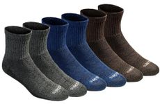 Dickies Men's Dri-tech Moisture Control Quarter Socks, Available in M-XXL (6, 12, 18 Pairs), Grey/Blue/Brown (6 Pairs), Large