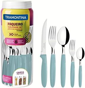 Tramontina Juego de Cubiertos Ipanema con Láminas de Acero Inoxidable y Mangos de Polipropileno