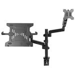 VIVO Dual Arm Monitor + Laptop Mount for 17 to 32 inch Screens and 10 to 15.6 inch Laptops/Pneumatic Height Adjustment, Full Articulating Tilt, Swivel/Heavy Duty VESA Stand, STAND-V102L