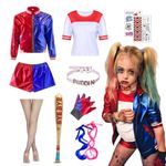 Amycute Quinn Costume for Women Girls, Quinn Costume Adults Kids Include Jacket T-Shirt Shorts Glove Halloween Carnival Cosplay Outfits Fancy Dress