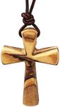 Tapered Solid Wood Cross Necklace C