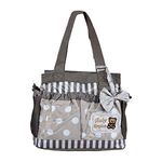 Unique Ideas Womens New Born Baby Multipurpose Polyester Shoulder Tote Diaper/Mother Bag with Holder Diaper Changing Multi Compartment (Brown Stripes, Medium)(Pack of 1)