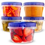 Plastic Food Deli Containers With Twist Top Lids - (16 Oz) - [5 Pack] - Food Storage Containers Takeout To Go - Microwave, Freezer & Dishwasher Safe BPA-Free