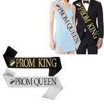 2P Graduation Prom King and Prom Queen Satin Sash for 2024 Graduat Decorations,Glitter Silver and Black Graduation Satin Sashes for Congrats Class 2024 Graduate Celebrations School Graduating Party