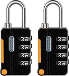 New Version AMIR 2 Pack Combination Padlock, 4 Digit Locker Lock Weatherproof Padlock Outdoor Combination Lock for School, Gym or Sports Locker, Fence, Toolbox, Box, Hasp Storage