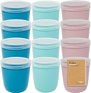 Codil Juegos de Tupper Plasticos para Alimentos,Tapers Redondo Alto Pequeños Reutilizables Sin BPA,Recipientes con Tapa,Apto Microondas Lavavajillas y Congelador(Rosa Verde y Azul,12x0.5L)