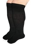 Extra Width Diabetic Socks for Lymphedema, Bariatric Non Binding Knee High Sock for Swollen Edema Cast Feet Mens and Womens Legs, Slouch Boot Socks 2 Pairs