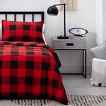 Linenspa All Season Hypoallergenic Down Alternative Microfiber Comforter, Red/Black Buffalo Plaid, Twin XL