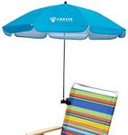 AMMSUN Chair Umbrella with Universal Clamp 43 inches UPF 50+,Portable Clamp on Patio Chair, Beach Chair, Stroller, Sport chair, Wheelchair and Wagon, Bright Blue