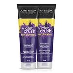 John Frieda Violet Crush Toning Shampoo for Blonde Hair | Intense Purple Shampoo for Brass Repair of Natural and Colour-Treated Blonde Hair | Pack of 2