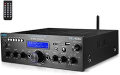 Pyle Wireless Bluetooth Power Amplifier System - 200W Dual Channel Sound Audio Stereo Receiver w/USB, SD, AUX, MIC w/Echo, Radio, LCD - Home Theater Entertainment via RCA, Studio Use - PDA6BU.6, Black