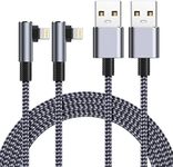 Lightning Cable 90 Degree 2M 2Pack, [Apple MFi Certified] iPhone Charger Cable Nylon Braided USB iPhone Cable Right Angle Fast Charging Cord for iPhone 14 13 12 11 Pro Max XR XS Max X 8 7 6 SE, iPad