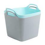 Q&H 2Pcs Flexi Bucket 15L/25L/40L Robust Flexible Tubs - Heavy Duty Storage Container Strong Handles - Square Flexi Tub Laundry Rubble Buckets - Large Tub Trug Indoor Outdoor Plastic Tubtrugs (40Lt)