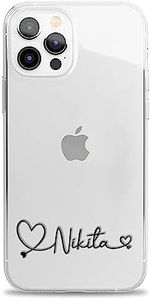 MITZVAH Silicone Personalised Case For iPhone 15 14 13 12 11 Pro Max Mini Xr Xs X 10 8 Plus 7 6S 6 Se Custom Name Transparent Clear Cover For Girls Boys (Pattern 1)