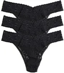 Hanky Panky Women's Signature Lace Original Rise Thongs - One Size - Black , (Pack of 3)