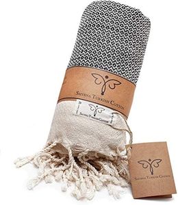SMYRNA TURKISH COTTON 60 x 80 inches Large Throw Blanket, Vintage Series, 100% Oeko-Tex Cotton, Machine Wash, Super Soft, Outdoor Throws and Blankets for Couch, Sofa, Bed, Beach, Picnic, Dark Gray