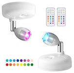 LED Wireless Spotlight with Remote Control, RGB Battery Spot Lights Indoor Art Lights for Paintings Color Changing Mini Picture Light Dimmer Timer Wall Light for Hallway Cupboards,Bedroom (White)