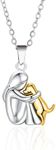 Art Attack Two Tone Dainty I Love My Dog Chain Necklace, Forever In My Heart Pet Lover Puppy Mom Rescue Charm Pendant (Silver & Gold), Regular, Zinc, No Gemstone