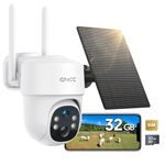 GNCC No WiFi Security Camera, 4G CCTV Camera with Sim Card, 4G Camera Wireless Outdoor, 2K HD, Solar Powered, Night Vision, Spotlight, Local Recording, 2-Way Audio, PIR Motion, Includes 32GB SD Card