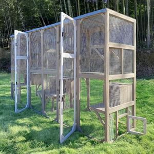 Catio Outdoor Cat Enclosure with Weatherproof Tarp Roof, Large Window, Multi-Platform Walk-in Cat House for Indoor/Outdoor Use Double (Outdoor Cat Enclosure Weatherproof)