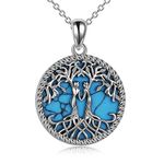 YFN Sister Gifts from Sister, Sterling Silver Tree of Life Sister Abalone/Turquoise Pendant Necklace Jewelry, Birthday Jewelry Gift Necklaces for Sisters, Sterling Silver, Cubic Zirconia