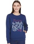 Amazon Brand - Eden & Ivy Women's Cotton Blend Round Neck Regular Fit Sweatshirt (Ei-Aw22-Swsh-02_Iris Navy_M_Iris Navy_M)