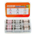 HUAREW 3 Values 48 Pcs 6.3x25 mm BS1362 3A 5A 13A 240 V 0.248x0.984 Inch Ceramic Tube Fuses Assortment Kit