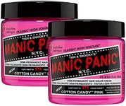 MANIC PANIC Cotton Candy Pink Hair Dye - Classic High Voltage - (2PK) Semi Permanent Hair Color - Glows in Blacklight - Bright, Cool-toned Pink Shade - Vegan, PPD & Ammonia-Free