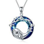 VONALA Whale Necklace for Women S925 Sterling Silver Ocean Necklace with Blue Crystal Whale Pendant Ocean Jewelry Gifts for Women Teens Girls Mom