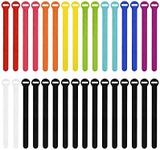 Self-Gripping Cable Ties by Wrap-It Storage, Multi-Color, 8 Inch Straps (30-pack) – Reusable Hook and Loop Cord Organizer Cable Ties for Cord Management and Desk or Office Organization