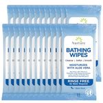 Nurture Valley Rinse Free Bathing Wipes | 192 Microwavable Adult Wash Cloths with Aloe Vera and Vitamin E - No Water Cleansing Bath Wipes - 24 Packs of 8 Wipes