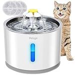 Petiigo Cat Water Fountain, Stainless Steel Fountain 2.4 L Pet Dog Dispenser for Cats Dogs with LED Indicator Light & 3 Activated Carbon Filters