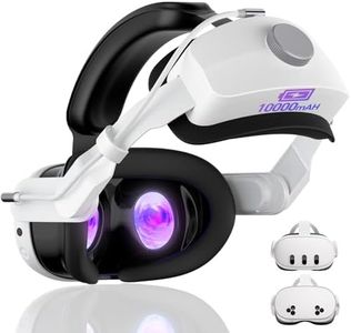 Head Strap with Battery for Meta/Oculus Quest 3/3S, 10000mAh Battery Pack for Extended 4-6 Hrs of Playtime, Fast Charging VR Power, Soft & Skin-Friendly PU Surface Enhanced Support and Balance in VR