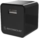 Scosche HA12-RP SuperCube 12W Single USB Port Portable Wall Charger Adapter for All USB Devices, Cell Phone, Tablet, Travel Charger in Black