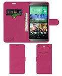 ACM Leather Window Flip Wallet Front & Back Case Compatible with HTC One M8 Eye Mobile Cover Pink