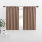 NICETOWN RV Blackout Curtains for Camper Windows, Window Treatment Thermal Insulated Rod Pocket Small Blackout Draperies/Drapes for Bedroom/Kitchen (Cappuccino, Set of 2, 34" Wide by 30" Long)