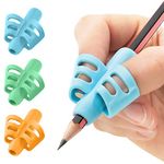 Stylo Pack of 3 Pencil Grips for Kids Handwriting Perfect Pencil Holders for Kids Home Schooling and Preschool Writing Tools for Kids Assorted Pen Grips (Blue, Green, Orange)