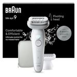 Braun Silk-épil 9 Epilator with Pivoting Head, Braun Epilator for Women, Easy Hair Removal Device, Women's Electric Shavers, Wet & Dry,Lasting Smooth Skin, with Lady Shaver Head & Trimmer Comb