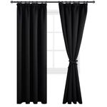 DWCN Blackout Curtains for Bedroom Pencil Pleat Curtains Thermal Insulated Curtain for Home Decoration Room Darkening Drapery Curtain for Halloween Decor Window Treatment 90x90 Black, 2 Panels