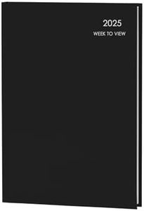 iTrend A4 Appointment Week To View Diary - Modern Plain Design with Premium Thick Paper - 2025 Weekly Planner - Hard Back Cover and Ribbon - Perfect for Home, School, Office (Black)