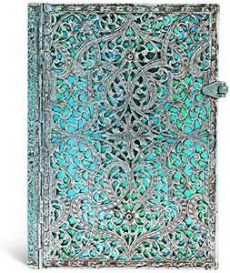 Maya Blue (Silver Filigree Collection) Midi Lined Hardcover Journal: Lined Midi