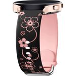 Mastten 20mm Flowers Engraved Strap Compatible with Samsung Galaxy Watch 7 6 5 4 Strap 40mm 44mm, Galaxy Watch FE / 6 4 Classic / 5 Pro/Watch 3 41mm / Active 2, Soft Silicone Sport Band for Women