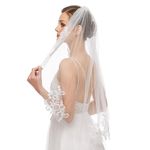 BendJoy Christian Gowns for Wedding Veil, Suitable for Wedding Dress for Bride and Bridal Hair Accessories, Women Tulle Short Veil for Weddings Bachelorette Party