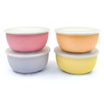 Elk and Friends Kids Stainless Steel Bowls with Silicone Sleeves + Lids | Suitable for Babies/Toddlers | Dishwasher Safe | Non Slip Dinnerware | Snack Dishes | 4 Pack