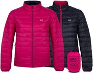 Mac in a Sac Women's Reversible Lightweight Water Repellent Packable Down Puffer Jacket, Fuchsia/Navy, XL