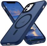 ROUMAYMAY Magnetic Case for iPhone 12/12 Pro Case, [Compatible with MagSafe] Military Grade Protective Slim Translucent Matte Skin Smooth Phone Case for iPhone 12 6.1'' Cover, Blue